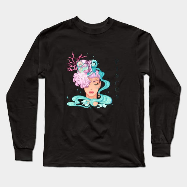 Zodiac Pisces : Born in March Long Sleeve T-Shirt by APPARELAURA